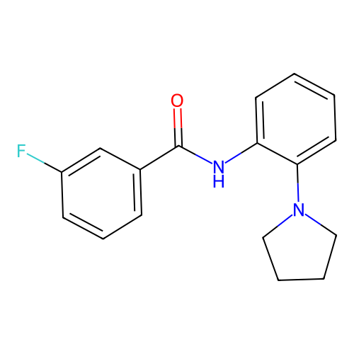 3-fluoro-N-[2-(pyrrolidin-1-yl)phenyl]benzamide structure