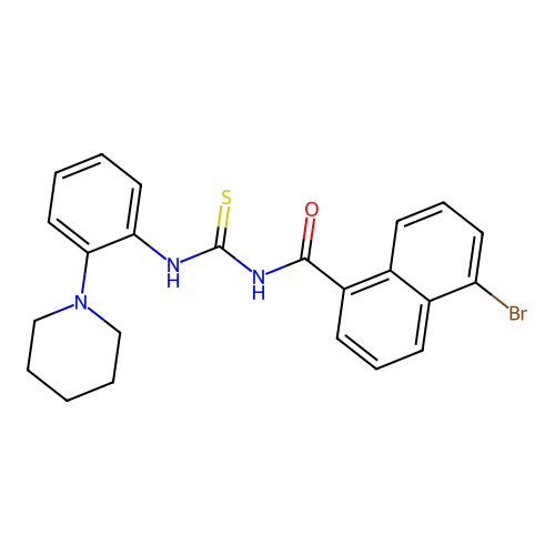 5-bromo-N-{[2-(piperidin-1-yl)phenyl]carbamothioyl}naphthalene-1-carboxamide structure