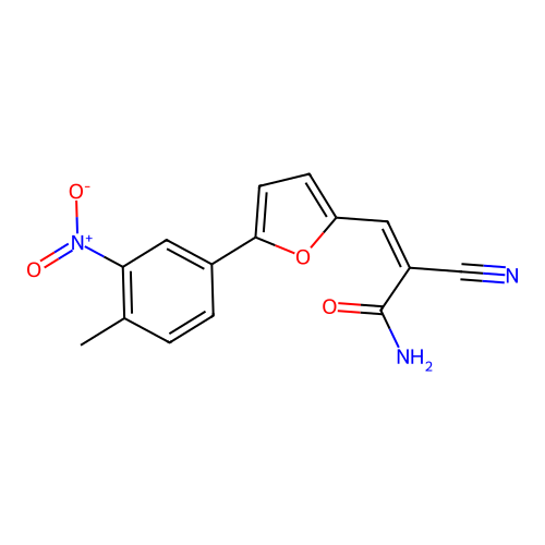 2-Cyano-3-[5-(4-methyl-3-nitrophenyl)furan-2-yl]prop-2-enamide structure