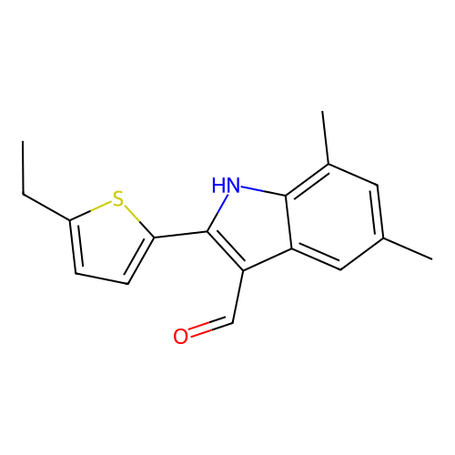 2-(5-ethylthiophen-2-yl)-5,7-dimethyl-1H-indole-3-carbaldehyde structure