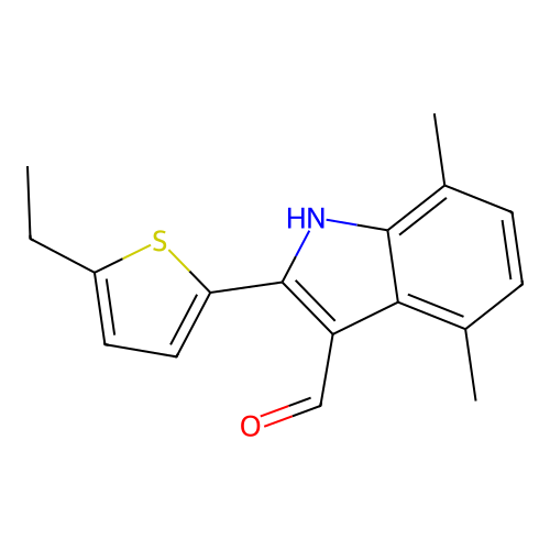 2-(5-ethylthiophen-2-yl)-4,7-dimethyl-1H-indole-3-carbaldehyde structure