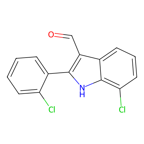 7-chloro-2-(2-chlorophenyl)-1H-indole-3-carbaldehyde structure