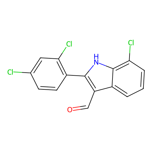 7-chloro-2-(2,4-dichlorophenyl)-1H-indole-3-carbaldehyde structure