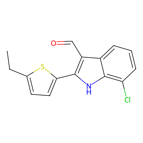 7-chloro-2-(5-ethylthiophen-2-yl)-1H-indole-3-carbaldehyde structure