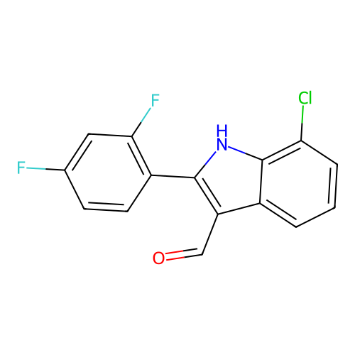 7-chloro-2-(2,4-difluorophenyl)-1H-indole-3-carbaldehyde structure