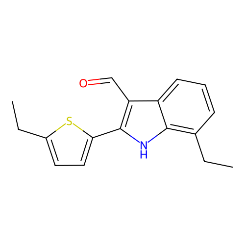 7-ethyl-2-(5-ethylthiophen-2-yl)-1H-indole-3-carbaldehyde structure