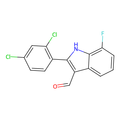 2-(2,4-dichlorophenyl)-7-fluoro-1H-indole-3-carbaldehyde structure