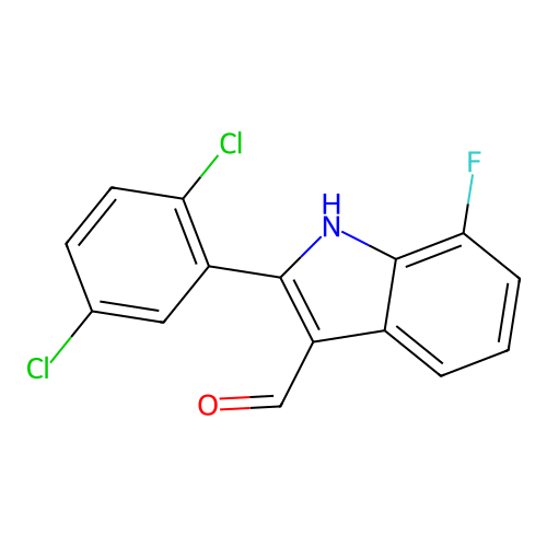 2-(2,5-dichlorophenyl)-7-fluoro-1H-indole-3-carbaldehyde structure