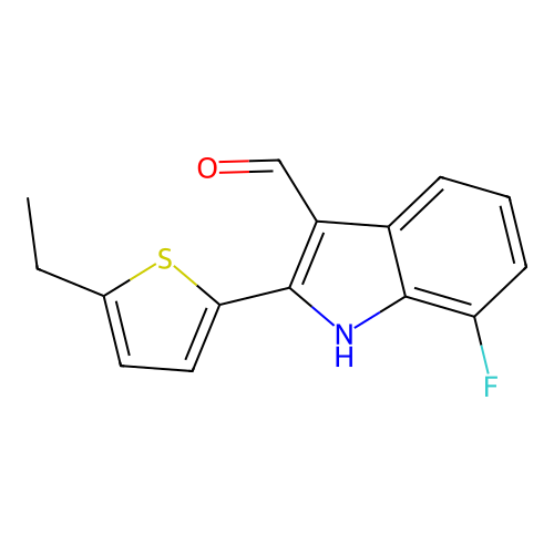 2-(5-ethylthiophen-2-yl)-7-fluoro-1H-indole-3-carbaldehyde structure