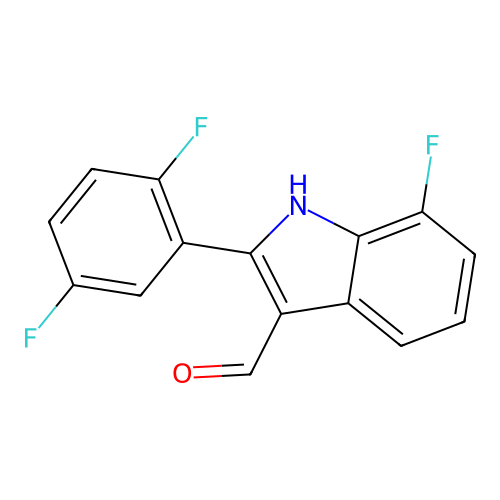 2-(2,5-difluorophenyl)-7-fluoro-1H-indole-3-carbaldehyde structure