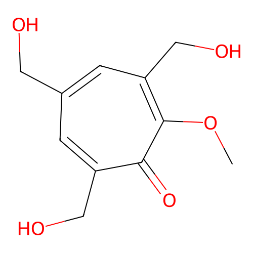3,5,7-Tris(hydroxymethyl)-2-methoxycyclohepta-2,4,6-trienone structure