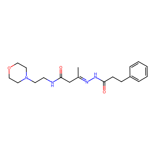 (E)-N-(2-morpholinoethyl)-3-(2-(3-phenylpropanoyl)hydrazono)butanamide structure