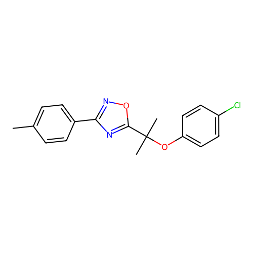 5-[2-(4-Chlorophenoxy)propan-2-yl]-3-(4-methylphenyl)-1,2,4-oxadiazole structure