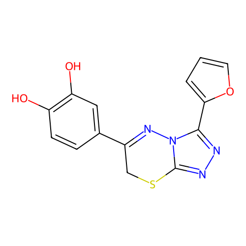 4-(3-Furan-2-yl-7H-[1,2,4]triazolo[3,4-b][1,3,4]thiadiazin-6-yl)-benzene-1,2-diol structure