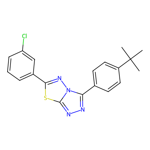 3-(4-(tert-butyl)phenyl)-6-(3-chlorophenyl)-[1,2,4]triazolo[3,4-b][1,3,4]thiadiazole structure
