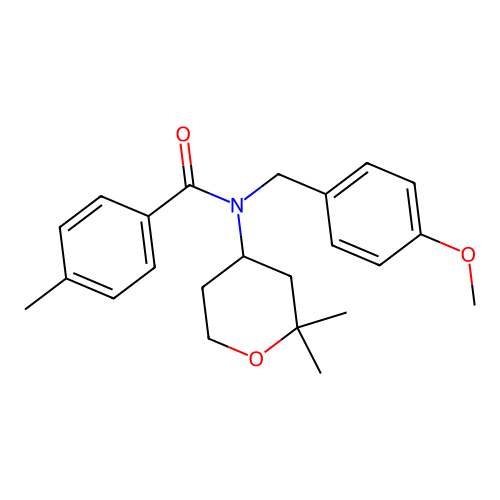 N-(2,2-dimethyltetrahydro-2H-pyran-4-yl)-N-(4-methoxybenzyl)-4-methylbenzamide structure