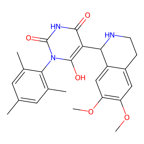 5-(6,7-dimethoxy-1,2,3,4-tetrahydroisoquinolin-1-yl)-6-hydroxy-3-mesitylpyrimidine-2,4(1H,3H)-dione structure