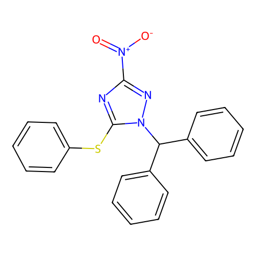 1-(diphenylmethyl)-3-nitro-5-(phenylsulfanyl)-1H-1,2,4-triazole structure