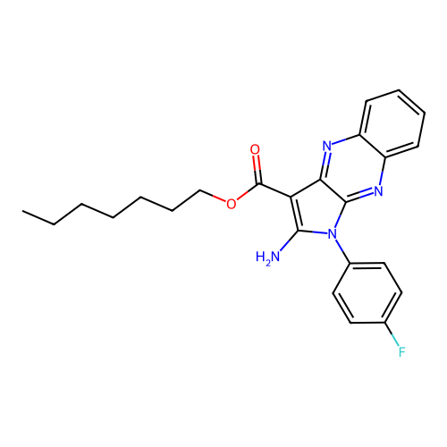 heptyl 2-amino-1-(4-fluorophenyl)-1H-pyrrolo[2,3-b]quinoxaline-3-carboxylate structure