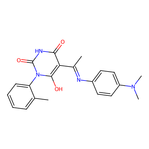 5-[1-[4-(dimethylamino)anilino]ethylidene]-1-(2-methylphenyl)-1,3-diazinane-2,4,6-trione structure