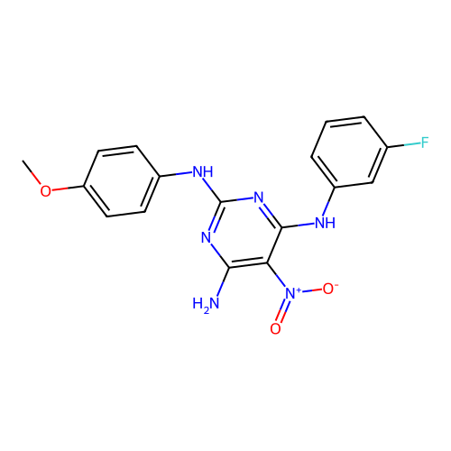 N4-(3-Fluorophenyl)-N2-(4-methoxyphenyl)-5-nitropyrimidine-2,4,6-triamine structure