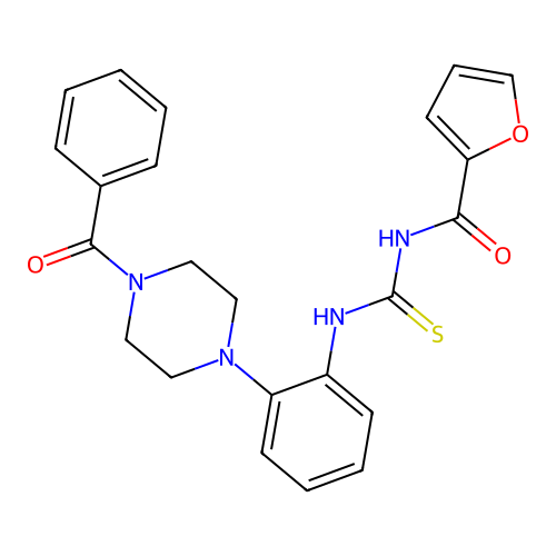 N-((2-(4-benzoylpiperazin-1-yl)phenyl)carbamothioyl)furan-2-carboxamide structure