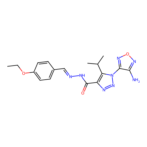 (E)-1-(4-amino-1,2,5-oxadiazol-3-yl)-N'-(4-ethoxybenzylidene)-5-isopropyl-1H-1,2,3-triazole-4-carbohydrazide structure