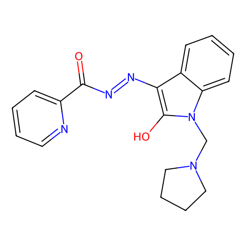 N-[[2-oxo-1-(pyrrolidin-1-ylmethyl)indol-3-ylidene]amino]pyridine-2-carboxamide structure