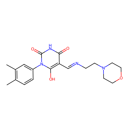 1-(3,4-dimethylphenyl)-5-[(2-morpholin-4-ylethylamino)methylidene]-1,3-diazinane-2,4,6-trione structure