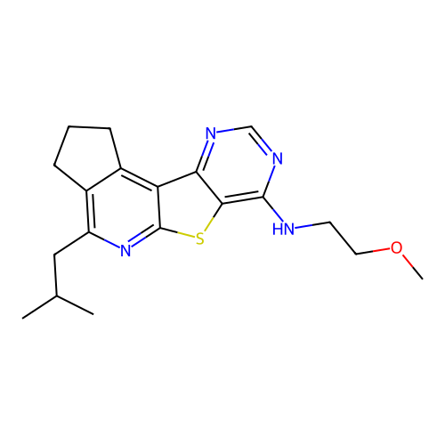 4-isobutyl-N-(2-methoxyethyl)-2,3-dihydro-1H-cyclopenta[4',5']pyrido[3',2':4,5]thieno[3,2-d]pyrimidin-7-amine structure