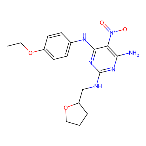 {6-amino-5-nitro-2-[(oxolan-2-ylmethyl)amino]pyrimidin-4-yl}(4-ethoxyphenyl)am ine structure