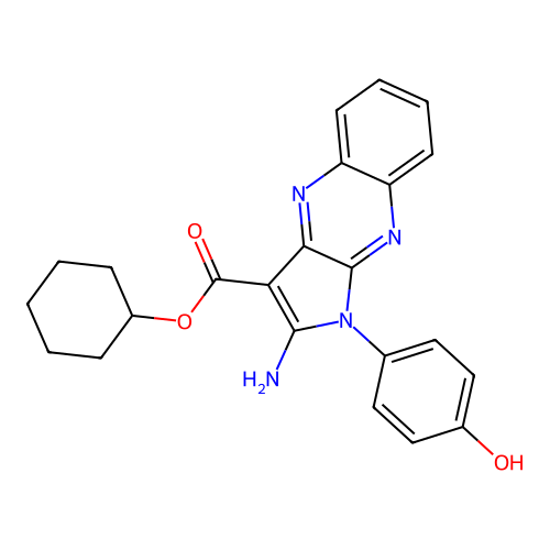 cyclohexyl 2-amino-1-(4-hydroxyphenyl)-1H-pyrrolo[2,3-b]quinoxaline-3-carboxylate structure