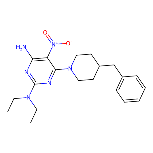 {4-Amino-5-nitro-6-[4-benzylpiperidyl]pyrimidin-2-yl}diethylamine structure