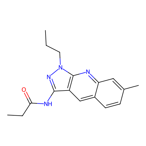 N-(7-methyl-1-propylpyrazolo[3,4-b]quinolin-3-yl)propanamide structure