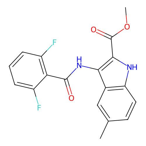 methyl 3-{[(2,6-difluorophenyl)carbonyl]amino}-5-methyl-1H-indole-2-carboxylate structure