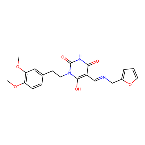 (5Z)-1-[2-(3,4-dimethoxyphenyl)ethyl]-5-[(furan-2-ylmethylamino)methylidene]-1,3-diazinane-2,4,6-trione structure