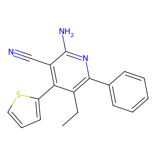 2-Amino-5-ethyl-6-phenyl-4-(thiophen-2-yl)pyridine-3-carbonitrile structure