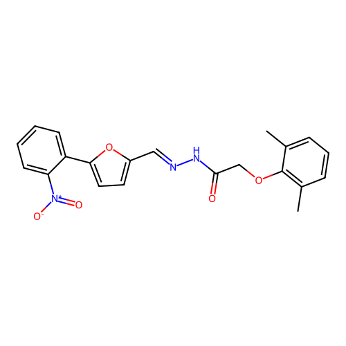2-(2,6-dimethylphenoxy)-N'-{(E)-[5-(2-nitrophenyl)furan-2-yl]methylidene}acetohydrazide structure