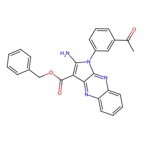 benzyl 1-(3-acetylphenyl)-2-amino-1H-pyrrolo[2,3-b]quinoxaline-3-carboxylate structure