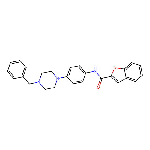 N-[4-(4-benzylpiperazin-1-yl)phenyl]-1-benzofuran-2-carboxamide structure