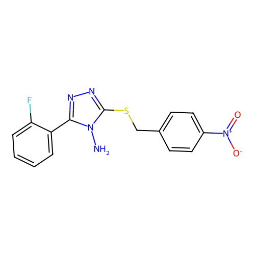 3-(2-Fluorophenyl)-5-[(4-nitrophenyl)methylthio]-1,2,4-triazole-4-ylamine structure