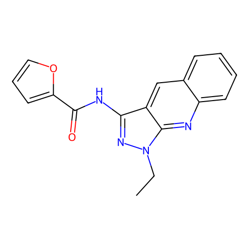 N-(1-ethyl-1H-pyrazolo[3,4-b]quinolin-3-yl)furan-2-carboxamide structure
