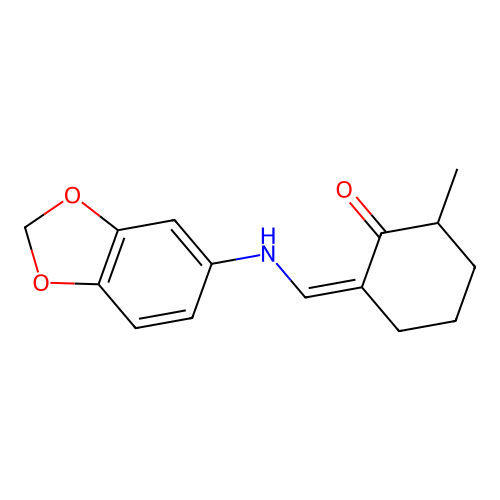 (2Z)-2-[(1,3-benzodioxol-5-ylamino)methylidene]-6-methylcyclohexanone structure