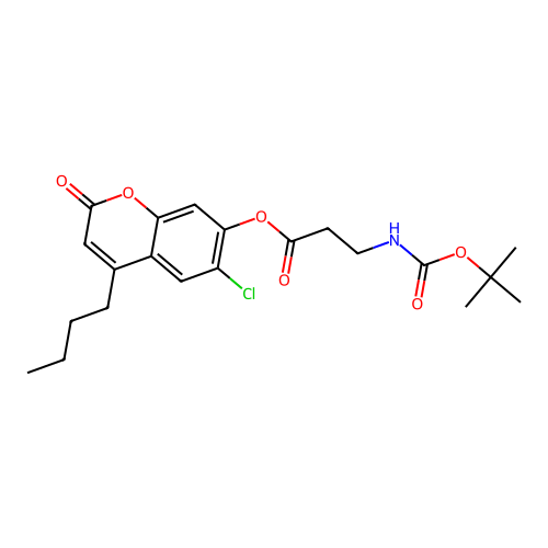 4-butyl-6-chloro-2-oxo-2H-chromen-7-yl 3-((tert-butoxycarbonyl)amino)propanoate structure