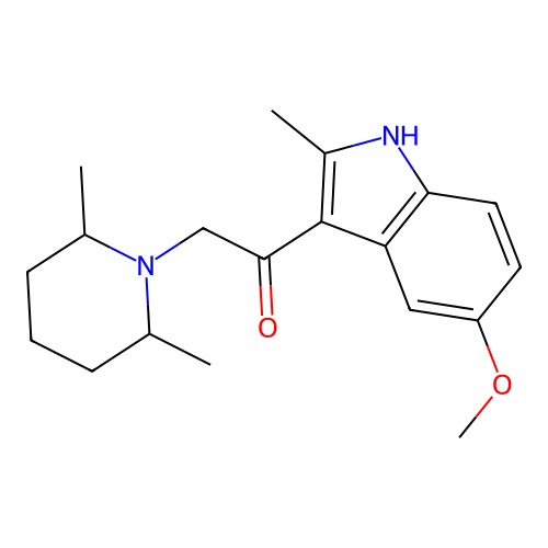 2-(2,6-dimethylpiperidin-1-yl)-1-(5-methoxy-2-methyl-1H-indol-3-yl)ethanone structure