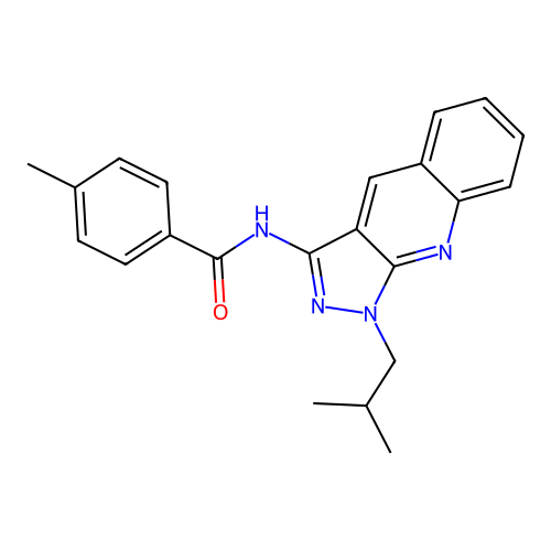 4-methyl-N-[1-(2-methylpropyl)pyrazolo[3,4-b]quinolin-3-yl]benzamide structure