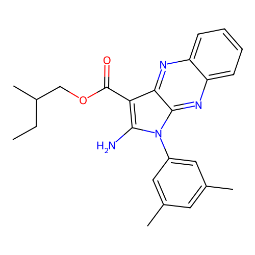 2-methylbutyl 2-amino-1-(3,5-dimethylphenyl)-1H-pyrrolo[2,3-b]quinoxaline-3-carboxylate structure