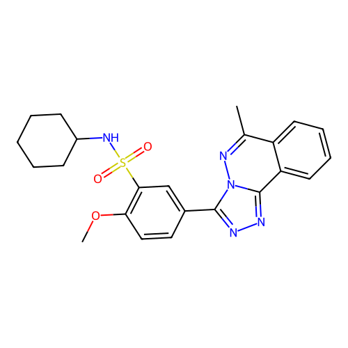 N-cyclohexyl-2-methoxy-5-(6-methyl-[1,2,4]triazolo[3,4-a]phthalazin-3-yl)benzenesulfonamide structure