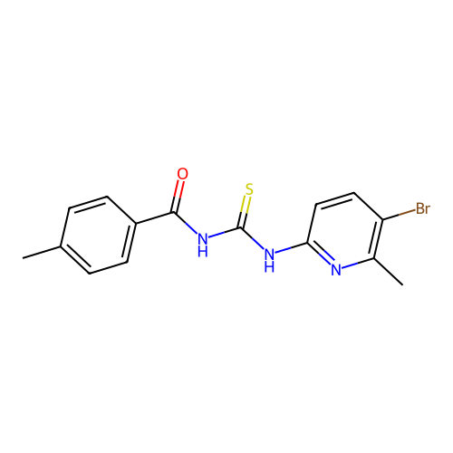 N-[(5-bromo-6-methylpyridin-2-yl)carbamothioyl]-4-methylbenzamide structure