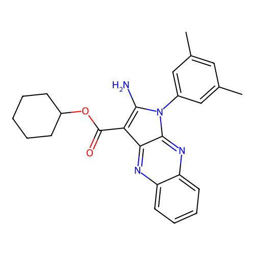 cyclohexyl 2-amino-1-(3,5-dimethylphenyl)-1H-pyrrolo[2,3-b]quinoxaline-3-carboxylate structure